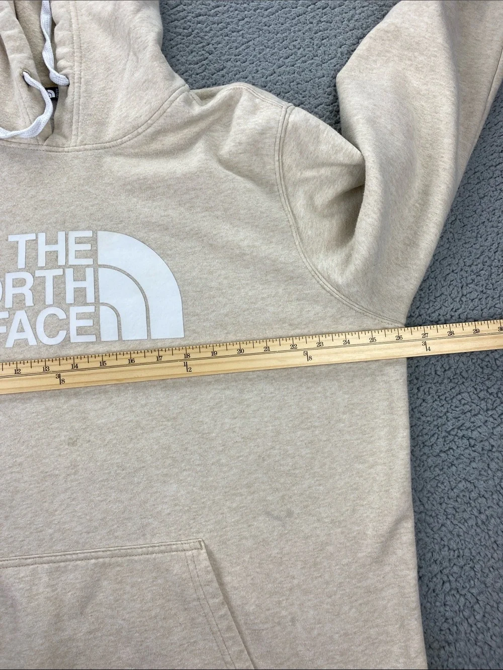 The North Face Hoodie Men's Oatmeal Half Dome Logo Pullover Sweatshirt  Size: XL